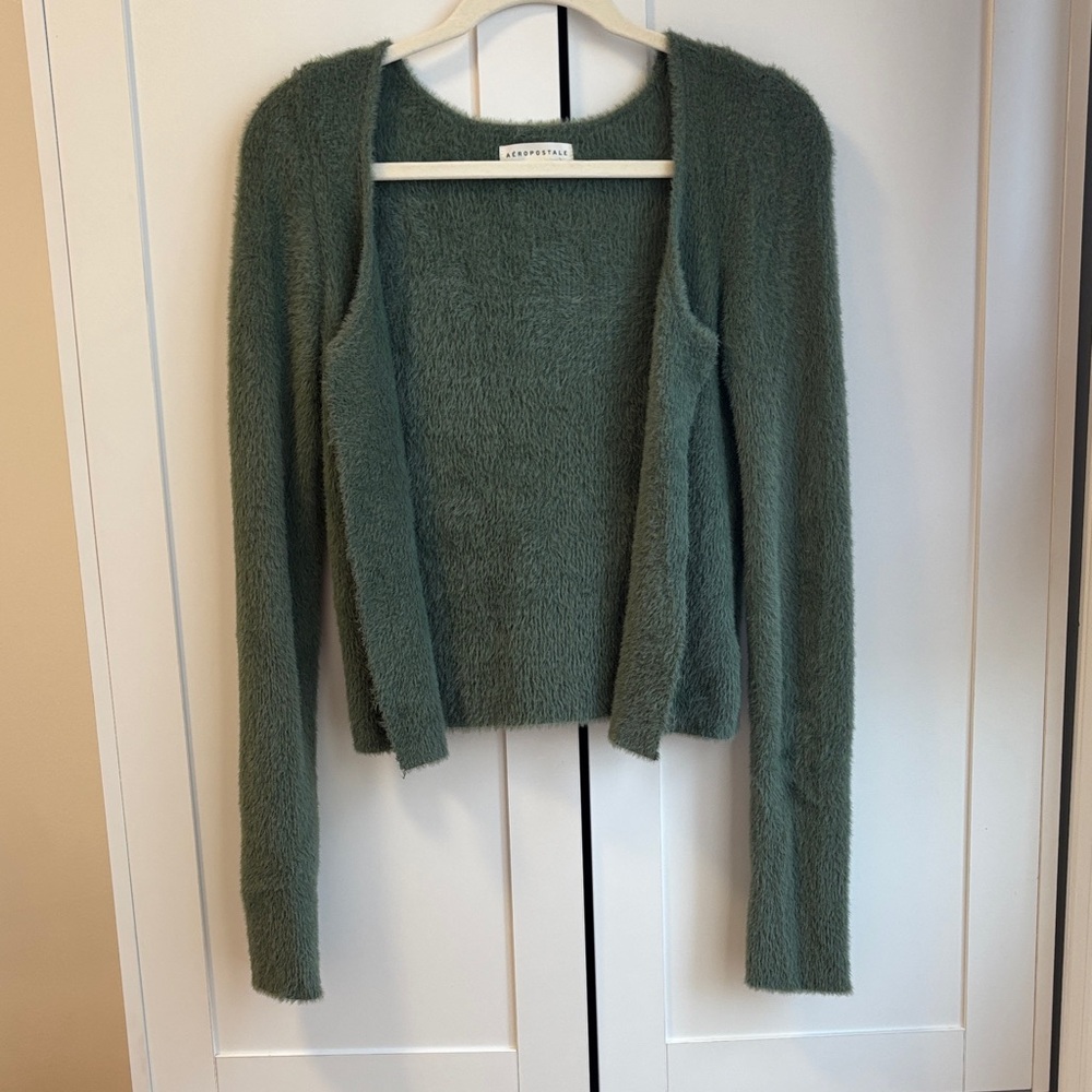 & Other Stories Forest Green Fuzzy Cardigan